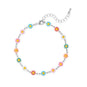 9" + 2" Silver Tone Multicolor Enamel Flower Fashion Anklet