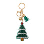 Gold Tone Green Crystal Christmas Tree Bag Charm