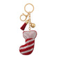 Gold Tone Red Crystal Stocking Bag Charm