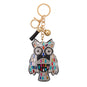 Gold Tone Colorful Crystal Owl Bag Charm