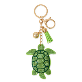 Gold Tone Green Crystal Turtle Bag Charm