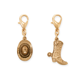Gold Tone Cowgirl Essentials Lobster Clasp Charm Set