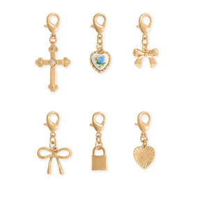 Gold Tone Romantic Icons Lobster Clasp Charm Set