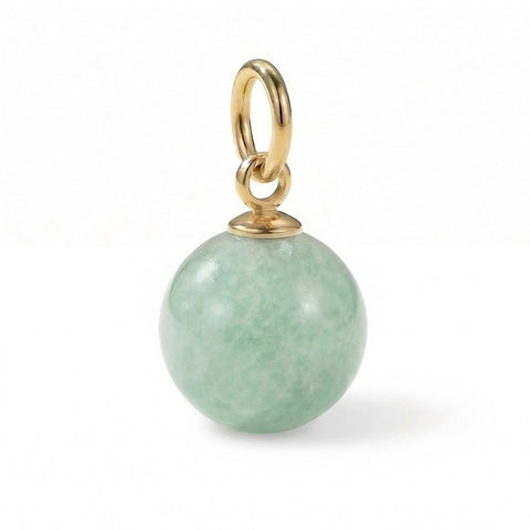 18 Karat Gold PVD Stainless Steel Round Amazonite Charm