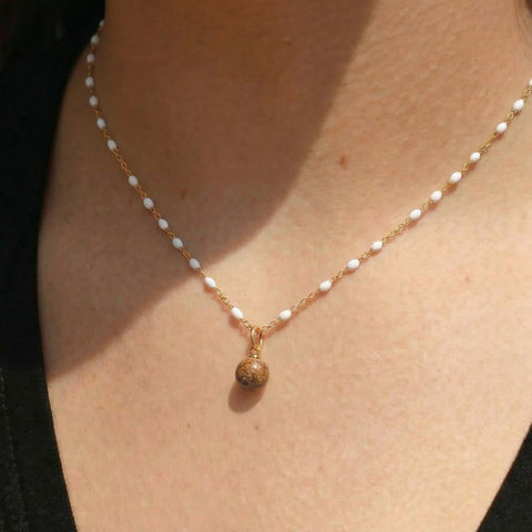 16" + 2" 18 Karat Gold PVD Stainless Steel White Confetti Satellite Necklace