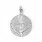 Stainless Steel Crystal Open Hands Medallion Charm
