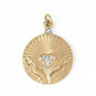 18 Karat Gold PVD Stainless Steel Crystal Open Hands Medallion Charm