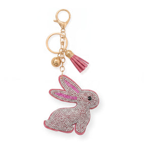 Gold Tone Crystal Hoppy Bunny Bag Charm