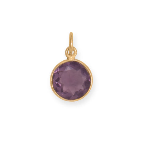 14 Karat Gold Plated Purple Glass Drop Charm