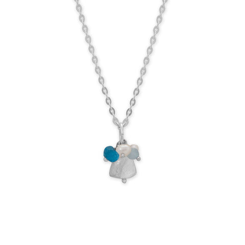 16" Cultured Freshwater Pearl, Blue Jade and Blue Chalcedony Necklace