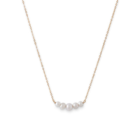 14 Karat Gold Necklace with 5 Cultured Freshwater Pearls