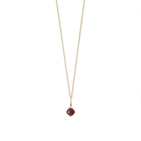 16" 14 Karat Gold Birthstone Necklace (January-December)