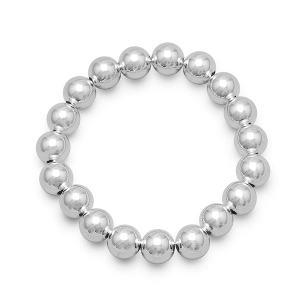 アクセサリー Silver Beaded Bracelet / Medium Time and Tru Women's Silver-Tone Beaded Stretch Bracelet Set