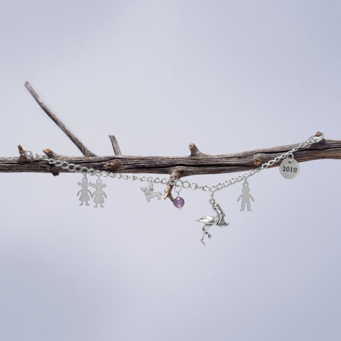 Oxidized 3D Stork with Baby Charm