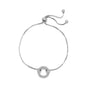 Rhodium Plated Adjustable Circle Hinge Charm Capable Bolo Bracelet