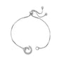 Rhodium Plated Adjustable Circle Hinge Charm Capable Bolo Bracelet