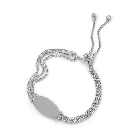 3 Strand Rhodium Plated Engravable Bolo Bracelet