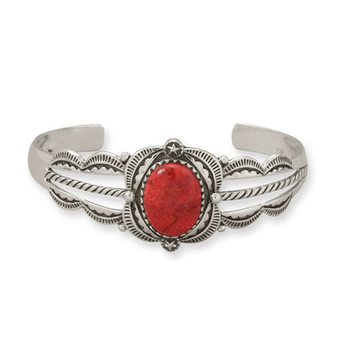 Oxidized Dyed Sponge Coral Cuff Bracelet