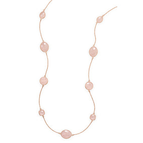 24" 14 Karat Gold Plated Rose Quartz Necklace