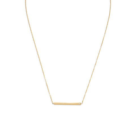 18" 14 Karat Gold Plated Bar Necklace with CZ