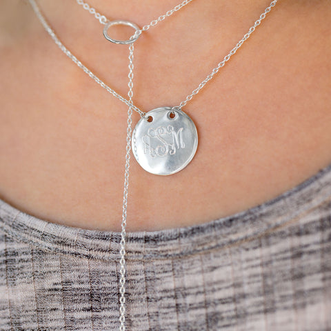 Polished Round Engravable Disk Necklace