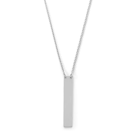 16" + 2" Sterling Silver Vertical Bar Drop Necklace