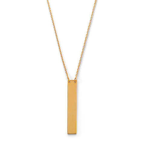 16" + 2" 14 Karat Gold Plated Vertical Bar Drop Necklace