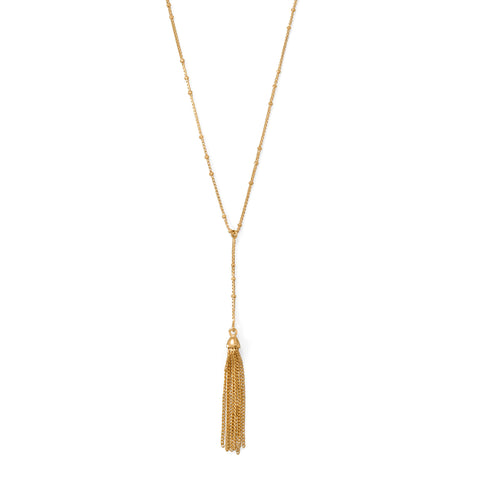 Darling Drop! 18"+2 14 Karat Gold Plated Tassel Necklace