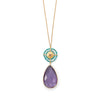 32" 14 Karat Gold Plated Amethyst and Amazonite Necklace
