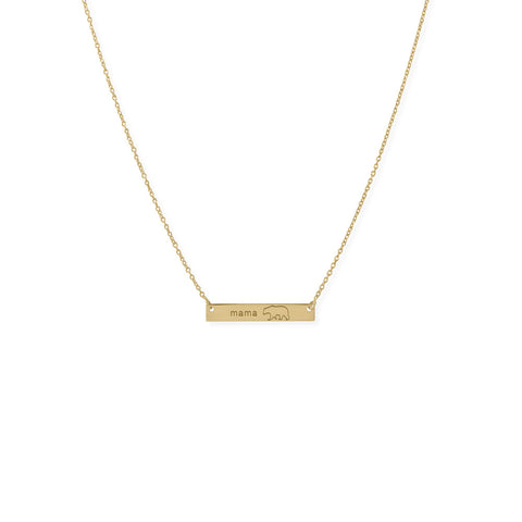 16" + 2” 14 Karat Gold Plated "Mama Bear" Bar Necklace