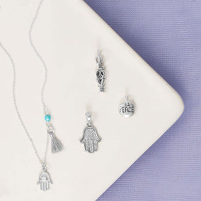 Oxidized LOVE Charm with Peace Sign