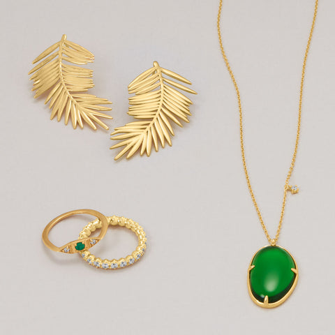 14 Karat Gold Plated Hexagon CZ Eternity Ring