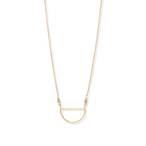 16" + 1" + 1" 14 Karat Gold Plated Semi Circle and Labradorite Necklace