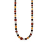 18" Textured Square Disk, Multi Color Amber and Black Oak Necklace