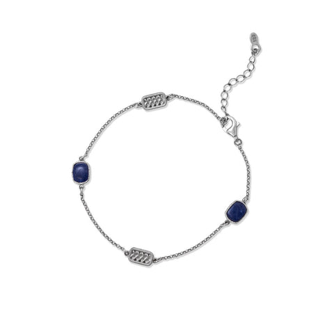 7" + 1" Sodalite and Woven Design Accent Bracelet