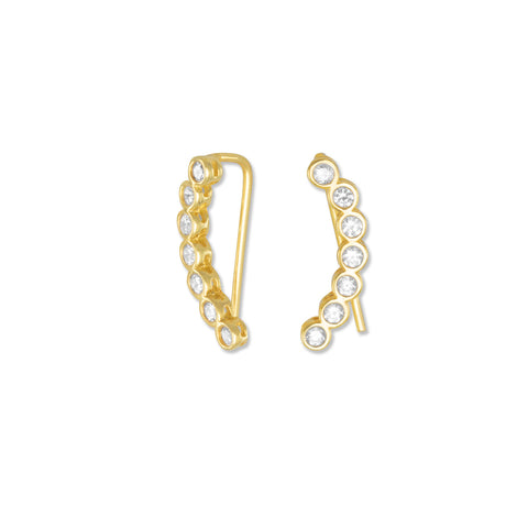 14 Karat Gold Plated Bezel CZ Ear Climbers