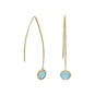 14 Karat Gold Plated Green Glass Wire Earrings