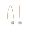 14 Karat Gold Plated Green Glass Wire Earrings