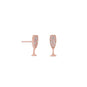 14 Karat Rose Gold Plated CZ Champagne Glass Stud Earrings