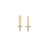 14 Karat Gold Plated Hoop Earrings with CZ Cross