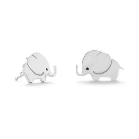 Sterling Silver and Enamel Elephant Stud Earrings