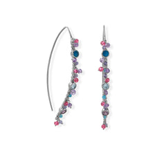 Rhodium Plated Marquise Wire Beaded Earring