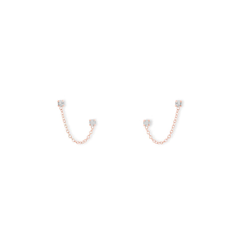 14 Karat Rose Gold Double Post Crystal Earrings