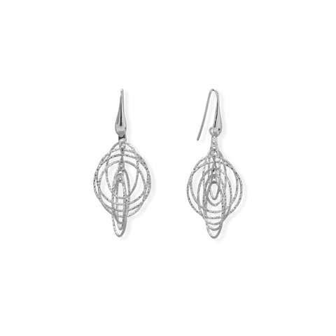 Italian Rhodium Plated 3D Drop Earrings