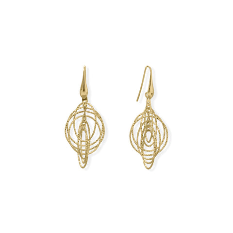 Italian 14 Karat Gold Plated 3D Drop Earrings