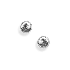 Oxidized Wave Outline Stud Earrings