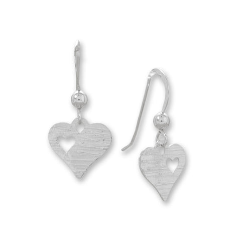 Laser-Cut Cutout Heart French Wire Earrings
