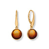 14 Karat Gold Plated Round Sunrise Amber Lever Earrings