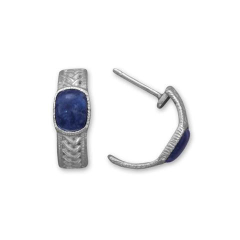 Woven Design Sodalite 1/2 Hoop Earrings