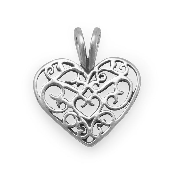 13754 - 2 Pc Round Open Filigree Jewelry Finding W/hearts